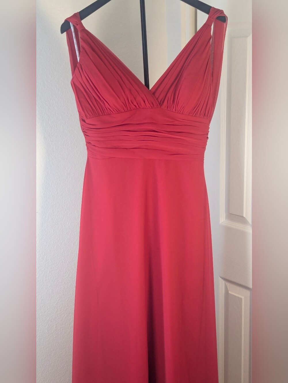 B2 Red Chiffon Empire Waist Halter Formal Dress Size 10 Bridesmaid Prom